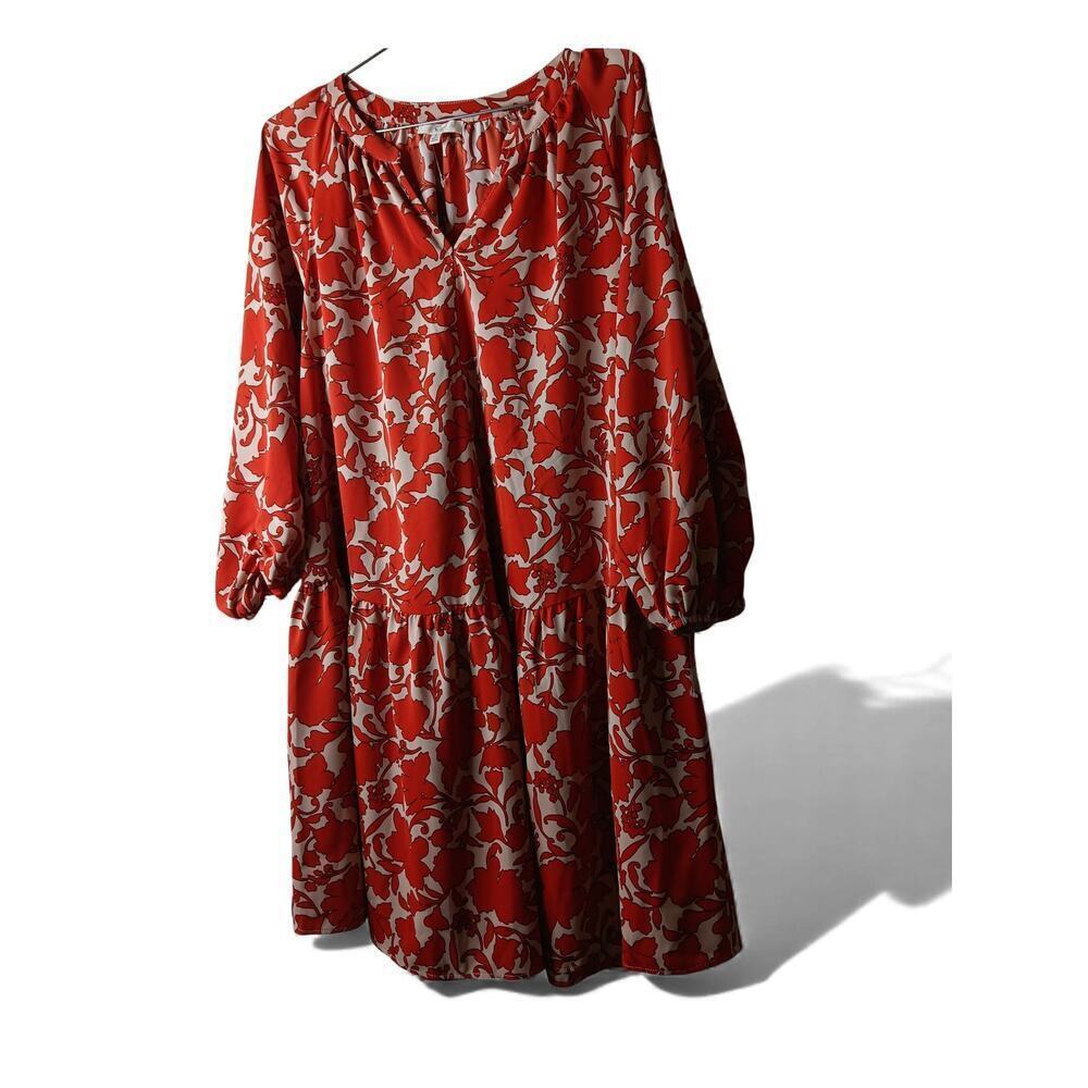 New Easel Oversized Red Floral Boho Dress Women’s Small Cottagecore - Picture 2 of 15